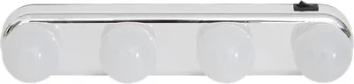 A product shot of a makeup lamp with four bulbs.