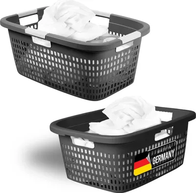 Produktbild von Novaliv Wäschekorb-Set 25L + 40L, Wäschebox Set Wäscheeimer Wäschebehälter für Bad Wäsche Schmutzwäsche, Wäschekörbe Wäschewanne Laundry Basket Wäschetonne Aufbewahrung Korb Sammler Box
