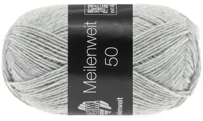Zdjęcie produktu dla Lana Grossa MEILENWEIT 50 g UNI 4-warstwowa wełna skarpetkowa z 80% wełny dziewiczej 210 m Kolor 1346 - Jasnoszary cętkowany
