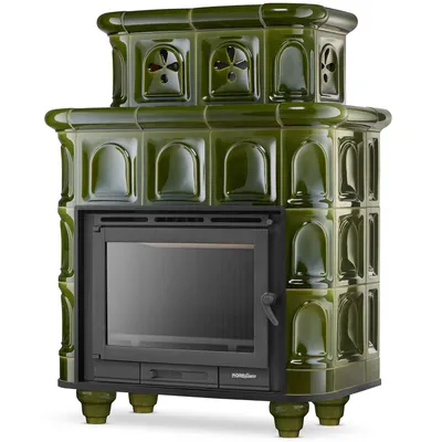 Produktbild von Kaminofen Kachelofen Hellbrunn – klassisch, effizient, leistungsstark 11 kW BIMSCHV2 Dunkelgrün