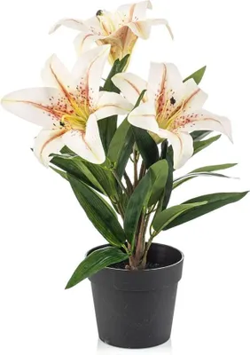 Produktbild von artplants.de Kunstblume Lilie YELTOR im Dekotopf, Creme-pink, 35cm - Künstliche Blume