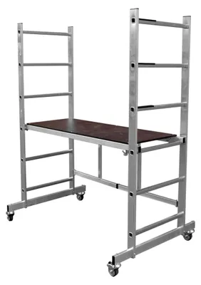 Produktbild von fahrbares Klappgerüst - Arbeitshöhe 2,90 m - Faltgerüst - Arbeitsgerüst mit Faltrahmen, 150 kg Belastbarkeit, aus Aluminium, für innen und außen