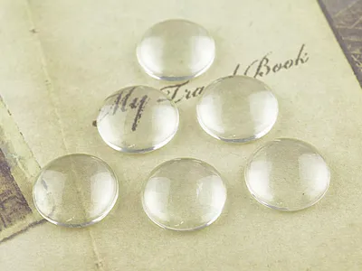 Produktbild von Vintageparts Cabochons Glas klar rund, 14 mm, 6 Stück