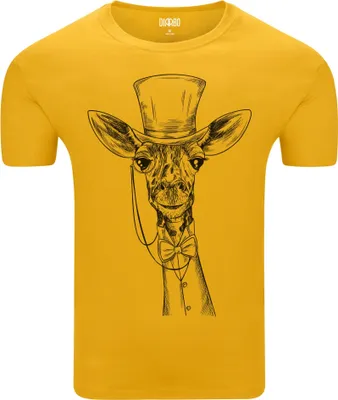 Produktbild von Diarbo Herren T-Shirt mit Tierliebhaber Druck Elegante Giraffe Gelb Gr.L