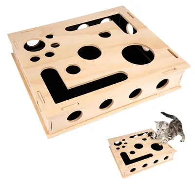 Produktbild von Omgoods – Holzspielzeugbox für Katzen mit Kratzfunktion