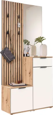 Produktbild von Kompaktgarderobe EASY in Artisan Eiche / weiß, (BxHxT) 88x195x35 cm