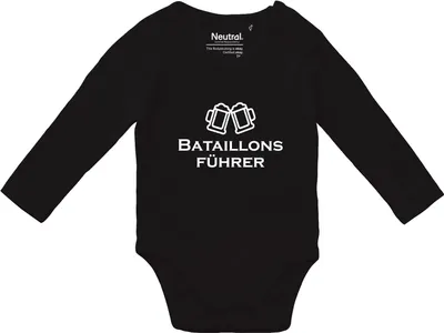 Produktbild von Huuraa Baby Body Bataillonsführer Schützenfest 74 Black  Baumwolle Fairtrade Langarmbody Geschenkidee