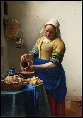 Immagine prodotto di Poster 70x100cm La lattaia, Vermeer Vintage per il salotto