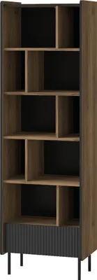 Produktbild von Bücherregal Standregal PRESTI 10 waknuss / schwarz 59x190x40cm