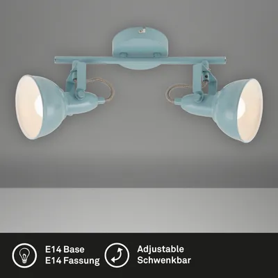 Image de Plafonnier spot BRILONER LEUCHTEN SOFT, 40 W, IP20, blanc-menthe, métal, excl. 2x E14, 30,4 x 18,1 x 10 cm
