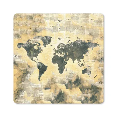 Produktbild von MuchoWow® Mauspad Mousepad Weltkarte - Aquarelle - Zeitungen 20x20 cm - Mousepads - Maus Mat - Pad - Mausunterlage - Desk Mat - Bureauartikeln