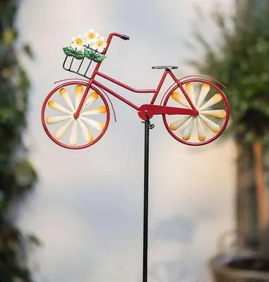Produktbild von Gartenstecker "Fahrrad" aus Metall, bunt, fluoreszierend, 42 x 117 cm hoch, Dekostecker groß, Gartendeko für Außen