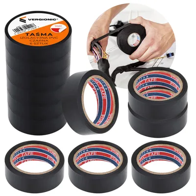 Produktbild von Isolierband PVC Elektroband 6 Rollen 6 m 17 mm schwarz Kabelisolierung bis 600V