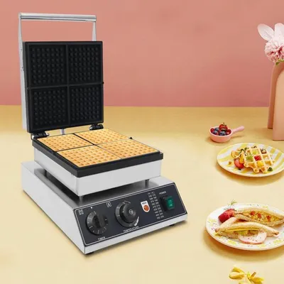 Immagine prodotto di Ferro per waffle - Temperatura regolabile - 1750 W - Rivestimento antiaderente - Argento - Per uso domestico