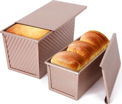Produktbild von Brotbackform Mit Deckel 2er Set, 21 * 11,5 * 11cm + 19 * 9,5 * 8cm, Toastbrot Backform, Brotbackform Mit Deckel, Brotformen Zum Backen