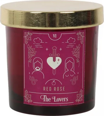 Produktbild von Rote Rose Tarot Kerze ";The Lovers";