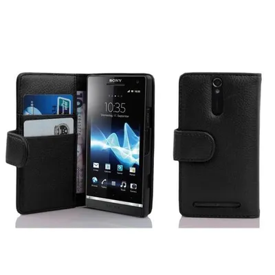 Zdjęcie produktu dla Etui ochronne Cadorabo do Sony Xperia S w kolorze czarnym etui na telefon komórkowy pokrowiec na tył imitacja skóry  torba