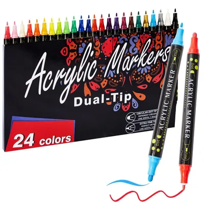 Produktbild von Set mit 24 Acrylfarbstiften mit doppelspitziger Mine