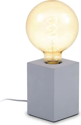 Immagine prodotto di B.K.Licht Lampada da comodino in cemento, attacco per lampadina E27 non inclusa, Dimensioni 9x9x13 cm, interruttore sul cavo, lampada da tavolo quadrata grigia