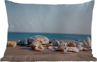 Produktbild von MuchoWow® Outdoor Kissen - Muscheln - Strand - Meer - Sommer - Sonne - 50x30 cm - Wetterfest - Lounge Kissen - Sofa kissen - Wohnzimmer Dekoration