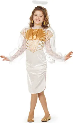 Produktbild von W3812-164 weiß gold Mädchen Engelchen Kleid Gr.164