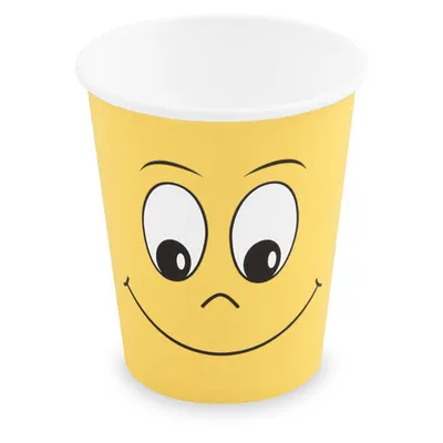 Produktbild von 100x Heiß- und Kaltgetränkebecher Pappbecher 'Smiling face' 200ml 280ml
