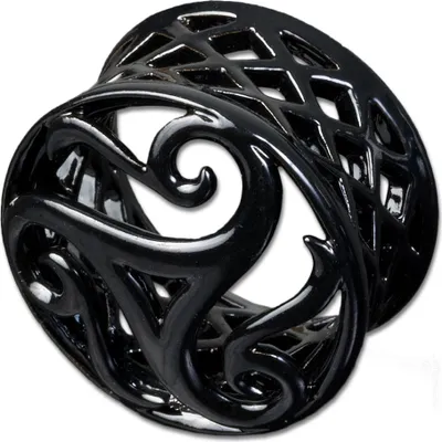 Produktbild von viva-adorno 1 Stück 16mm Flesh Tunnel Plug Triskele Ohrpiercing Metall Legierung schwarz beschichtet Größe 6 - 22mm Z430, Triskele