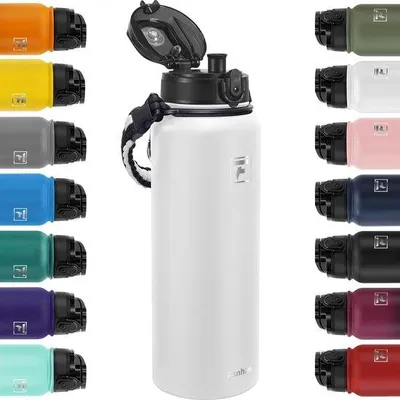 Produktbild von Edelstahlwasserflasche 1,2L weiß, schweißbeständig, für Outdoor