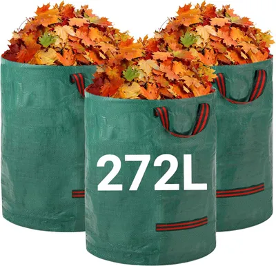 Produktbild von 3X Gartenabfallsack Gartensack Laubsack Gartensäcke 272L 150g/m² doppelter Boden UV-Beständig Wasserdicht Stabil Selbststehender Faltbar