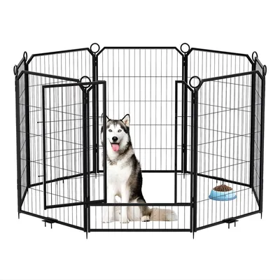 Produktbild von Hunde Laufstall 8 Panels 100 cm – Welpenlaufstall Faltbar mit Transporttasche – Indoor & Outdoor – Schwarz
