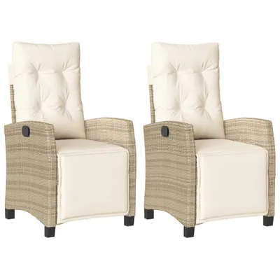 Produktbild von Gartensessel mit Fußteil 2 Stk. Verstellbar Beige Poly Rattan