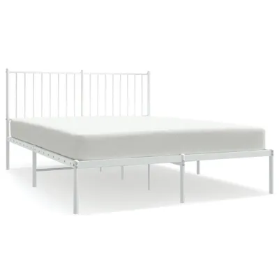 Zdjęcie produktu dla Metalowa Rama Łóżka Z Wezgłowiem, Biała, 135X190 Cm Lumarko!