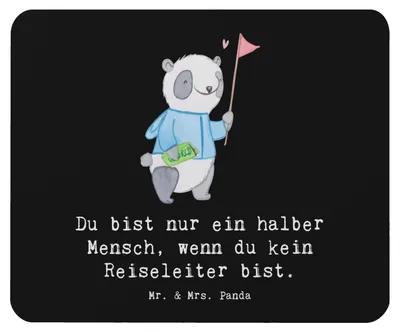 Produktbild von Mr. & Mrs. Panda Mousepad Reiseleiter Herz - Schwarz - Geschenk, Mouse Pad, pc, mauspad laptop, mausunterlage