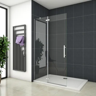 Produktbild von 120x195cm Walkin Falttür drehtür Scharniertür Duschwand 6mm Nano-ESG Duschkabine
