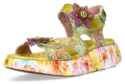 Produktbild von Laura Vita Damen Sandalette Plateausohle Knöchelriemen NIKITO 03, Größe:39 EU, Farbe:Gelb