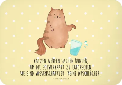 Produktbild von Mr. & Mrs. Panda magnet Katze Wasserglas - Gelb Pastell - Geschenk, whiteboardmagnet, Notizhalter, Pinnwandmagnet, Katzen, Neugierig, Kühlschrankmagnet, haftmagnet, Cat