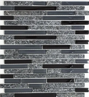 Produktbild von Mosaikfliese Transluzent grau schwarz Verbund Glasmosaik Crystal Stein grau schwarz MOS86-0208_f