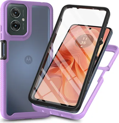 Image de Etui pour Motorola Moto G55, pare-chocs avec protection d'écran 360° intégrée Etui de protection pour le corps entier Violet