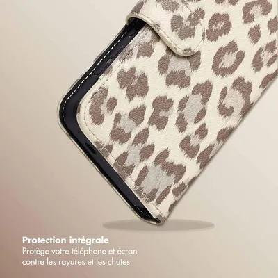Image de Bibliothèque Selencia Sabi avec impression de panthère pour le Samsung Galaxy S25 / S24 - Ivoire doux