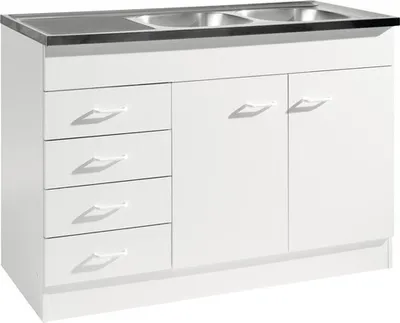 Produktbild von Kuchynská skrinka s drezom Held Möbel Keine 120 x 60 x 85 cm biela matný biela matný