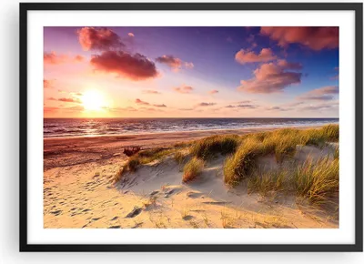 Produktbild von Gerahmtes Poster - Schwarzer Rahmen - Meer Strand Düne - 70x50 cm - Wand Bild - Wanddeko - Wandbilder - Kunstposter - Wandposter - Bilderrahmen - Bilder - Kunstdruck - Wandbild - P2BAA70x50-3540