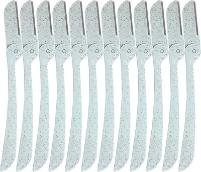 Image de INF Lot de 12 Rasoirs à Sourcils Bleus en Paille de Blé - Pliable et Sûr
