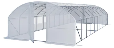 Immagine prodotto di Serra Tunnel TOOLPORT con porta a battente, 4x10m telo in PE 180g/m² bianco trasparente