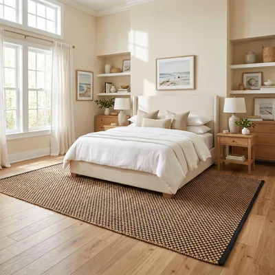 Produktbild von Naturfaser Teppich Handgefertigt Jute Salsa Beige Schwarz Meliert, Größe:140x200 cm