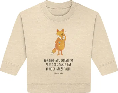 Produktbild von Mr. & Mrs. Panda Organic Baby Pullover Fuchs Lord 12. - 18. Monat - Natural Raw - Geschenk, Schick, Motivation Spruch, Monokel, Neugierig, Cocktail, Lustig, Bullover