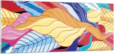 Produktbild von Bilder auf glas - Einteilig - Muster Blätter bunt - 100x40cm - Glasbilder - Wandbilder - Bilder - zum Aufhängen bereit - Wanddekoration aus Glas - Glas Bilder - Wandbild auf Glas - GAB100x40-4269