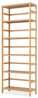 Produktbild von Bambus Badregal - 6-stöckiges Standregal - Verstellbare, Platzsparende Aufbewahrung, für Bad Wohnzimmer Küche, 60x26x161 cm - Natur