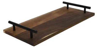Zdjęcie produktu dla Taca akacjowa z czarnymi uchwytami 36x17x2cm
