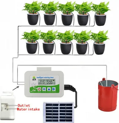 Immagine prodotto di Sistema di irrigazione solare automatico per piante, sistema di irrigazione temporizzato, sistema di microirrigazione automatico per piante da giardino
