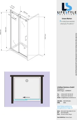 Obrázek produktu pro Glaszentrum Hagen - Dveře do sprchové niky posuvný systém ESG 105x195cm